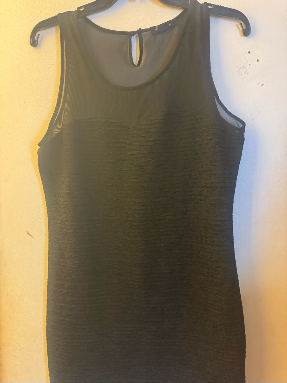 Forever 21 Black Sheer-Yoke Mini Dress